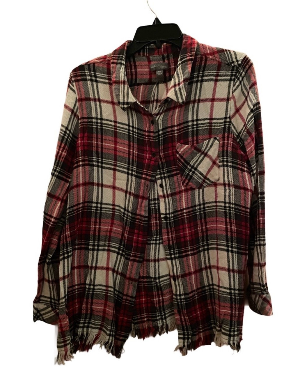 Market & Spruce Red, Black & White Plaid Button-Down Shirt